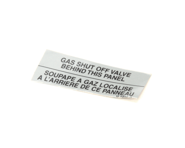 BAKERS PRIDE U1245A GAS SHUT OFF LABEL