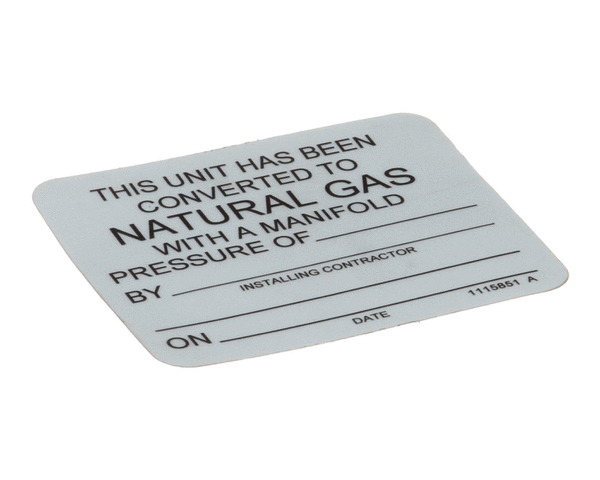 CLEVELAND 1115851 LABEL;PROPANE TO NATURAL GAS C