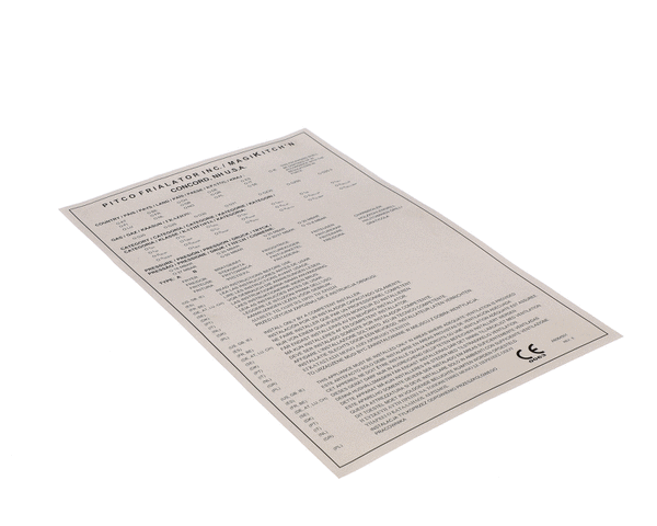 PITCO A6064501 LABEL DATA PKGING CE