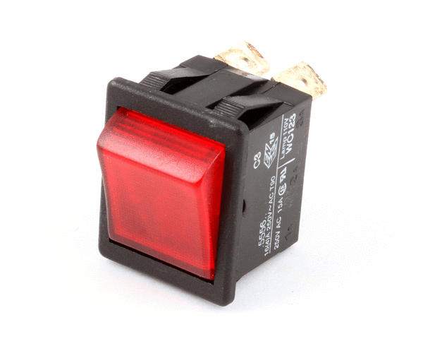 WILBUR CURTIS WC-123 SWITCH  ROCKER (RED) 120V NEON