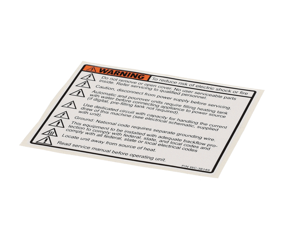 WILBUR CURTIS WC-38149 LABEL  UNIVERSAL WARNING